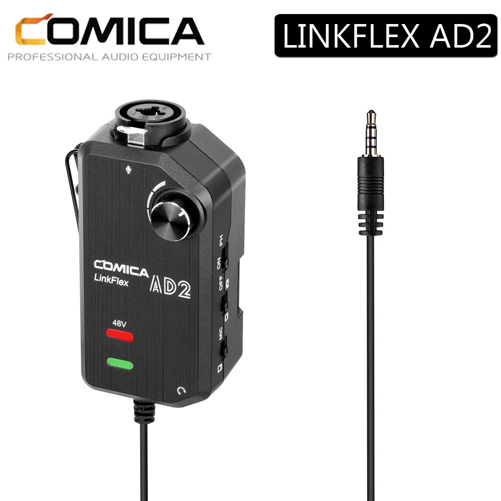 

Comica LinkFlex AD2 XLR/6.35mm-3.5mm Audio Preamp Adapter Connector With Phantom Power For Camera Smartphone Guitar Interface