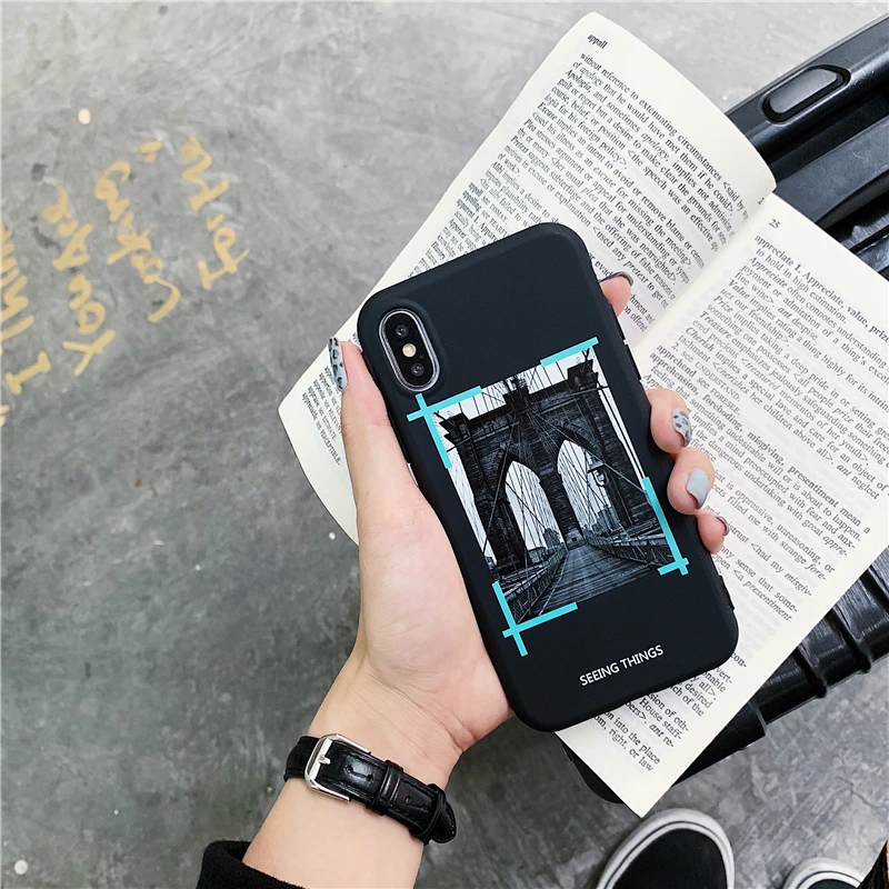Классический белый Знаменитый модный чехол для телефона для iphone 11 Pro 6 S 7 8 plus X XR XS MAX OW oil Brooklyn мост coque