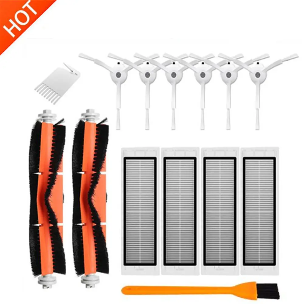 14pcs Аксессуары наборы для xiaomi Roborock S50 S51 E25 S5 E20 C10 Roborock робот вакуумные детали вставка из ткани для швабры фильтр боковая круглая щетка - Цвет: 14pcs