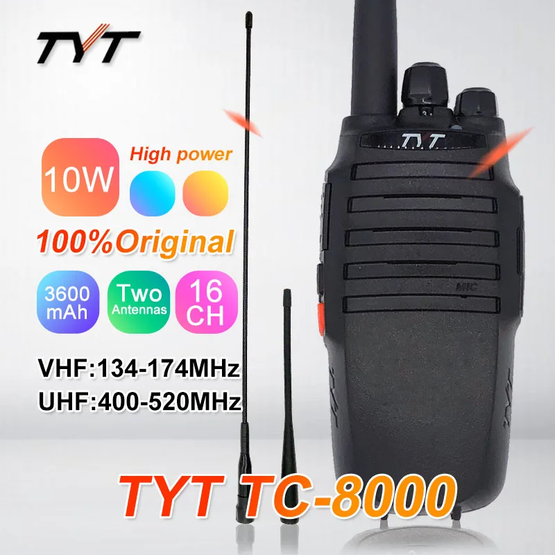 TYT TC-8000 10W High Power UHF Walkie Talkie Radio Station Amateur 3600MAH HF Transciver Ham CB Radio Comunicador Woki Toki