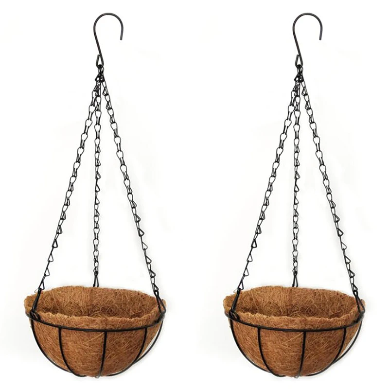 

2 Pcs 10 Inch Hanging Coconut Vegetable Flower Pot Basket Liners Planter Garden Decor Iron Garden Flower & Planters Pots