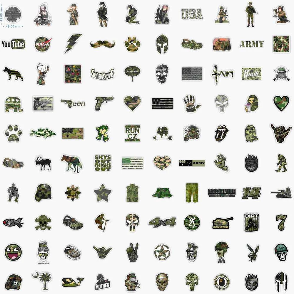 Pegatina de Graffiti militar del ej&eacute;rcito, pegatinas de coche y calcoman&iacute;as DIY para ordenador port&aacute;til, Skateboard, funda de tel&eacute;fono, juguetes de Motor, 50/100 Uds.-1