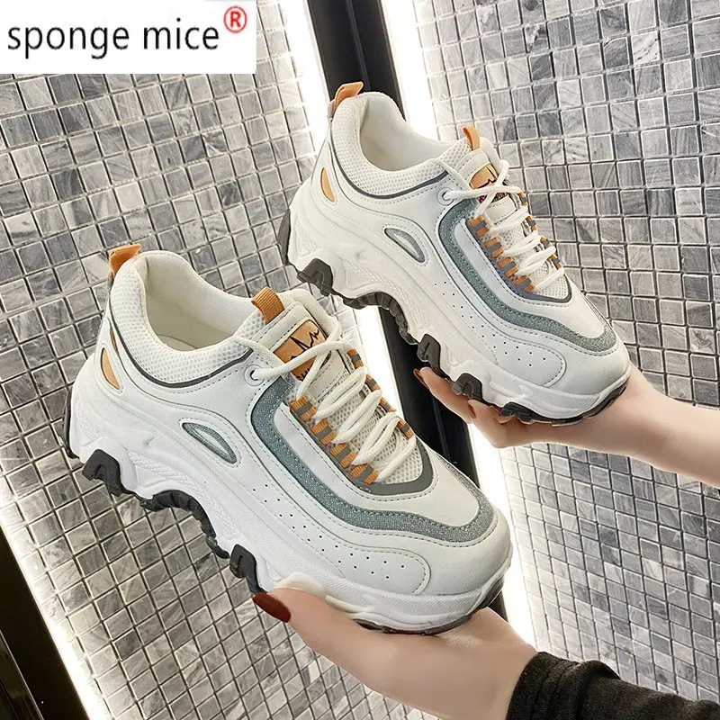 

Women Sneaker Spring Casual Breathable Suede Leather Platform Sport Shoes Fashion Running Walking Lace Up Ladies Shoes Sneakers