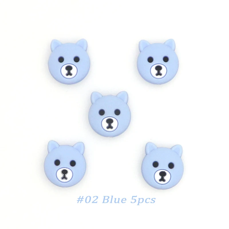 Blue 5pcs Kovict, 5/10 шт, 23 мм, милые мини-силиконовые бусины для пива, силиконовые бусины для грызунов, силиконовые бусины для самостоятельного прорезывания зубов - Цвет: Blue 5pcs