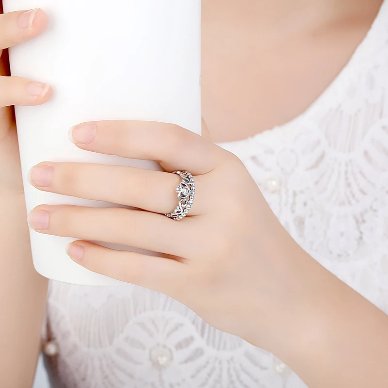 CodeMonkey 100% 925 пробы Серебряное кольцо для женщин Моя Принцесса Королева Корона