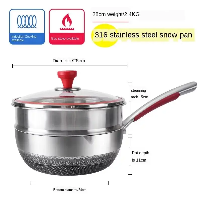 

Stainless Steel Non-stick Pan Wok Induction Cooker Frying Pan Flat Bottom Gas Stove Cast Iron Cookware Pots and Pans Soup Pot
