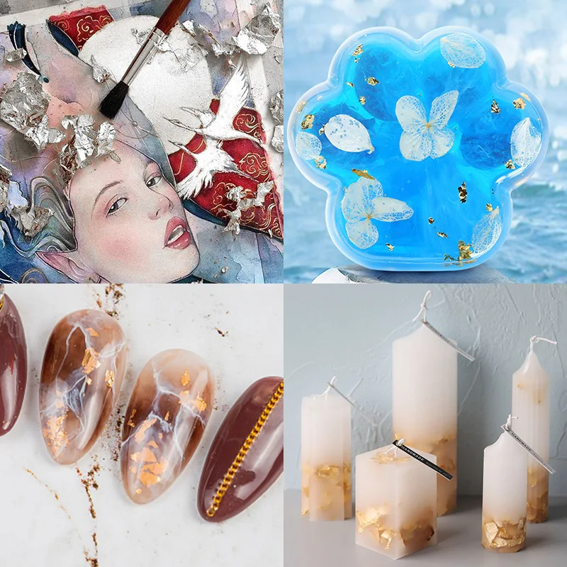 Shiny 2/3g Gold Foil Jewelry Luxury Resin Decoration Paper Handicrafts Flake Siver Leaf Nail Beauty Gilding DIY Art Craft | Дом и сад