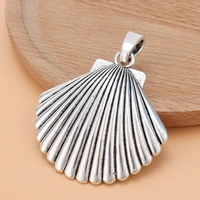 5pcslot silver color large seashell scallop shell charms pendants for necklace jewelry making accessories