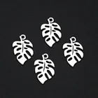 Подвески Monstera из металлического сплава с покрытием античное серебро, 25 шт.лот, 12x19 мм, фурнитура для изготовления ювелирных изделий своими руками