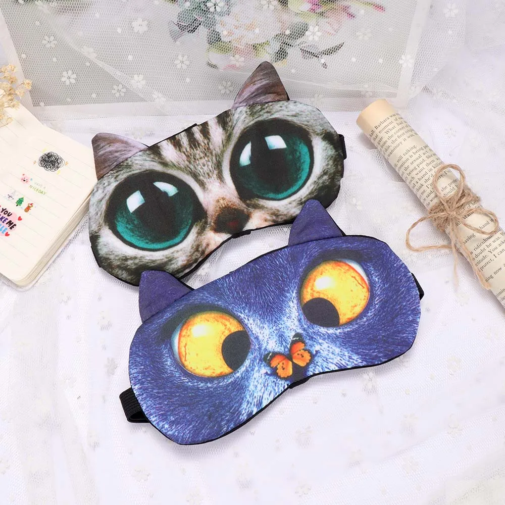 3D милая маска для сна с кошкой, маска для глаз, покрытие для век, тени, натуральный спальный глаз, мягкий портативный повязка на глаза, дорожный повязка на глаза