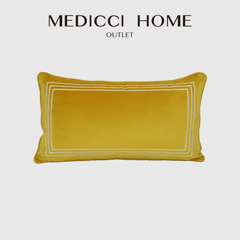 

Medicci Home Cushion Cover Chic Decorative Luxury Throw Pillowcase Velvet Textured Accent Gold Yellow Lumbar Pillow Case 30X50cm