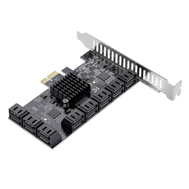 

PCIe SATA Card 16 Port SATA III Controller Expansion Card 6Gbps PCIe to SATA 3.0 Host Controller w/Cable for Chia Mining