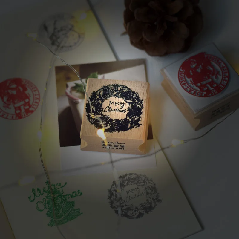 Рождественские поделки деревянные штампы рукоделия резиновые для скрапбукинга