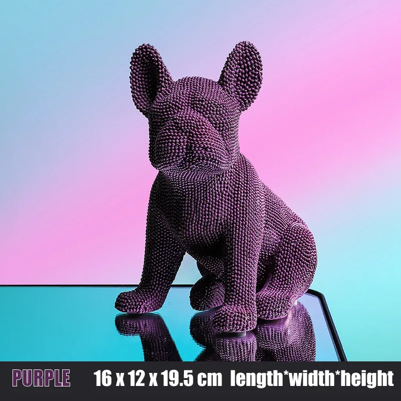 

Art Creative French Bulldog Statue Resin Color Home Office Pellet Dog Figurine Sculpture Bar Store Decoration Ornament Crafts