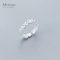 modian fashion winter 925 sterling silver snowflake flower stackable finger rings for women simple ring fine jewelry girl gift