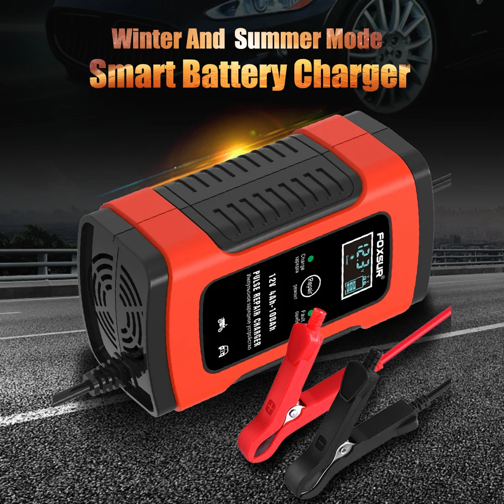 

Automatic Car Battery Charger Fully Smart Battery Maintenance 12V LCD Trickle Charger for Motorcycle UK-Plug