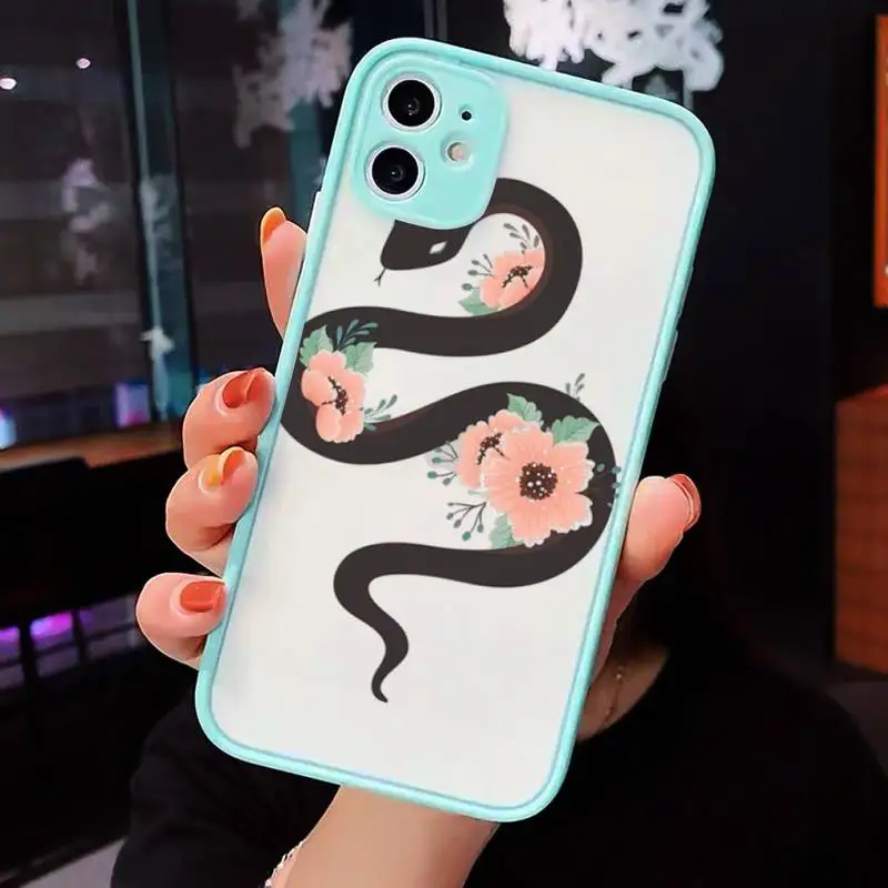 

animal cool Snake Phone Cases Matte Transparent for iPhone 7 8 11 12 s mini pro X XS XR MAX Plus cover funda