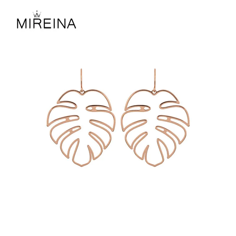 

MIREINA Hollow Metal Leaves Drop Earrings Geometric Jewelry For Woman Girls Fashion Accessories