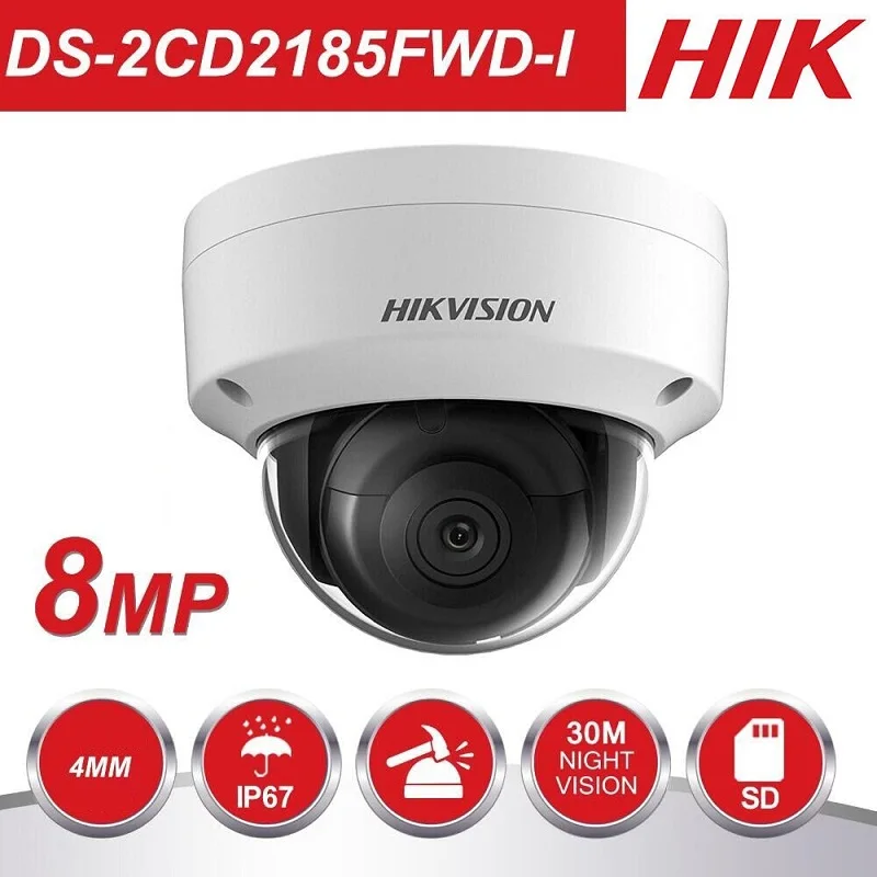 4 мм Hikvision DS 2CD2185FWD I 8MP Сеть мини купольная камера видеонаблюдения POE sd карта 30 м IR
