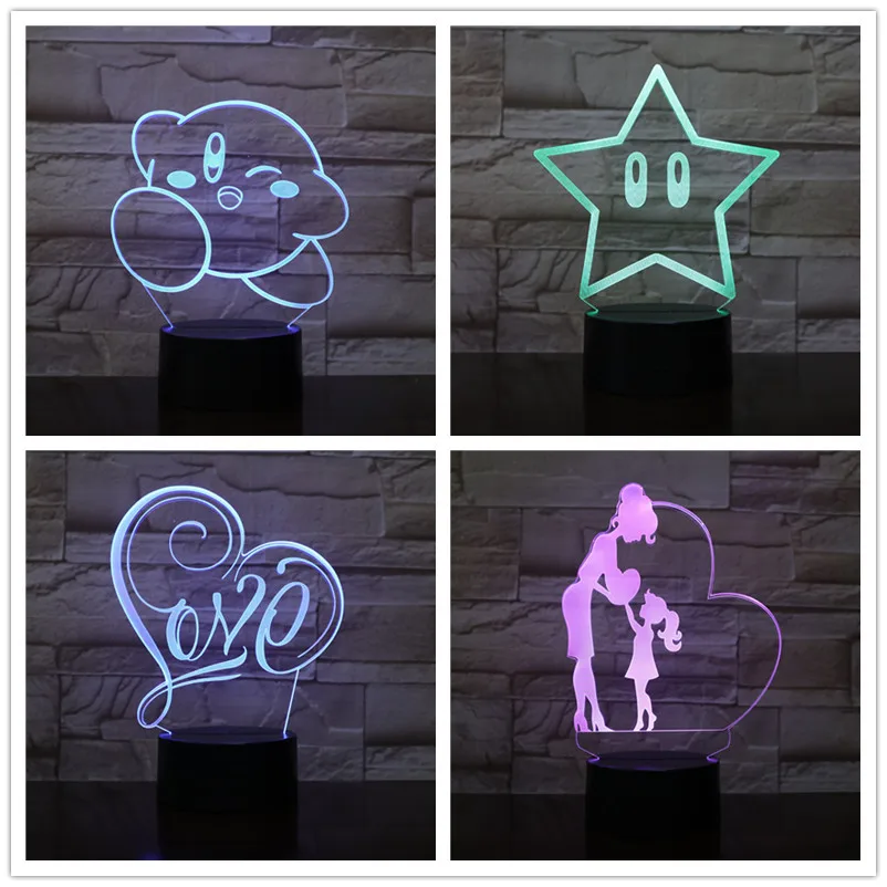 Подарок на день Святого Валентина тема любви 3D светодиодный ночник 7 цветов