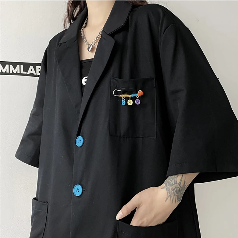 

Korean Vintage Blazers Women Short Sleeve Loose Original Design Blazer Coat Women Summer Student Fashion Blazers Female CX1839
