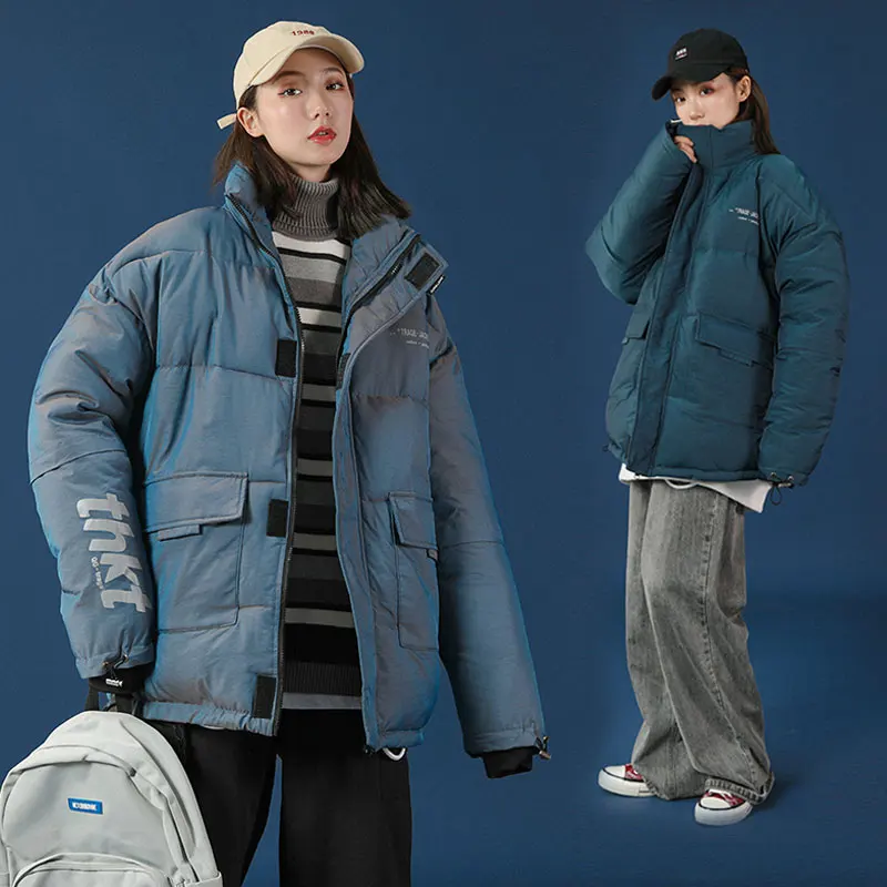 

Зимняя женская куртка с воротником-стойкой, однотонное Женское пальто, свободная парка большого размера для женщин