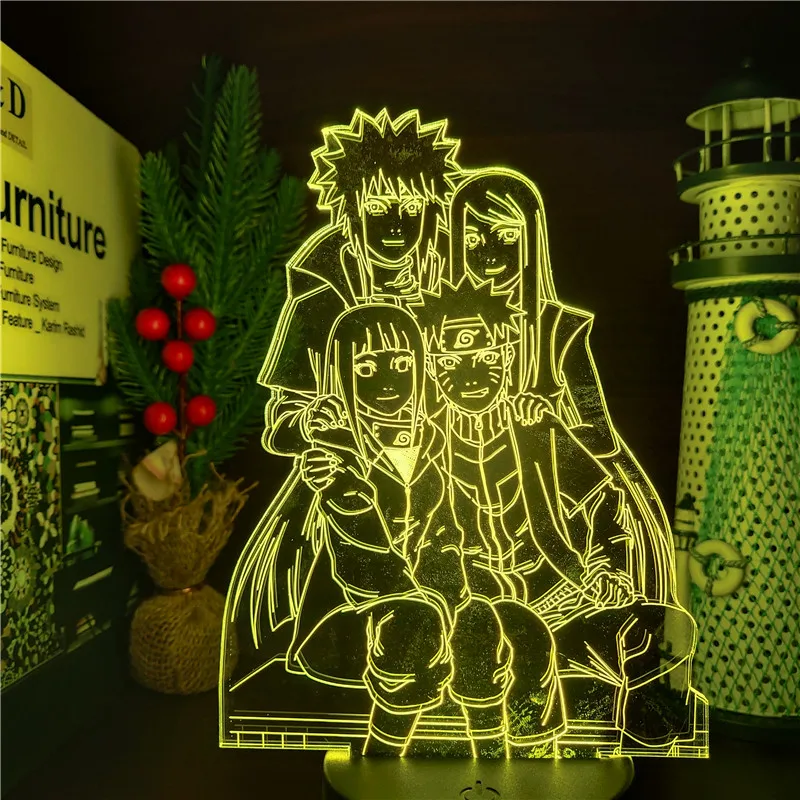 Ночник Bandai Naruto Kushina Hinata Minato 3D иллюзия ночники аниме светодиодный ная лампа