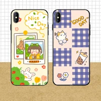cute cartoon cover nice day good day soft phone case for iphone 7 8 plus xr x 11 pro max xs se2020 6s 6 5s 10 fashion girl shell