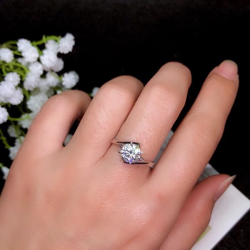 BOEYCJR 925 Silver 0.5ct/1ct/2ct F color Moissanite VVS Engagement Wedding Diamond Ring With national certificate for Women | Украшения и