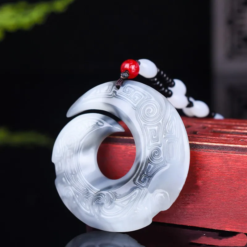 Натуральный дым голубой ручная резьба пряжка пинъань Нефритовый Кулон бутиковые