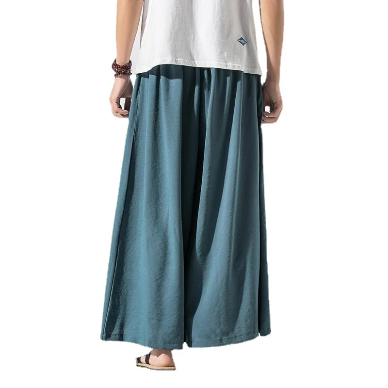 Брюки мужские с широкими штанинами хлопковые свободные штаны в ретро стиле