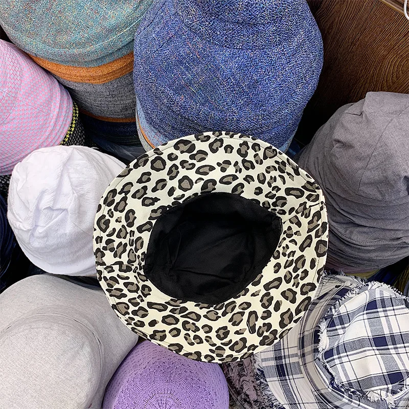 

Personality Leopard Women Bucket Hat Summer Sun Protectors Hats Outdoors Portable Sun Caps Fashion Cool Street Cap Accessories