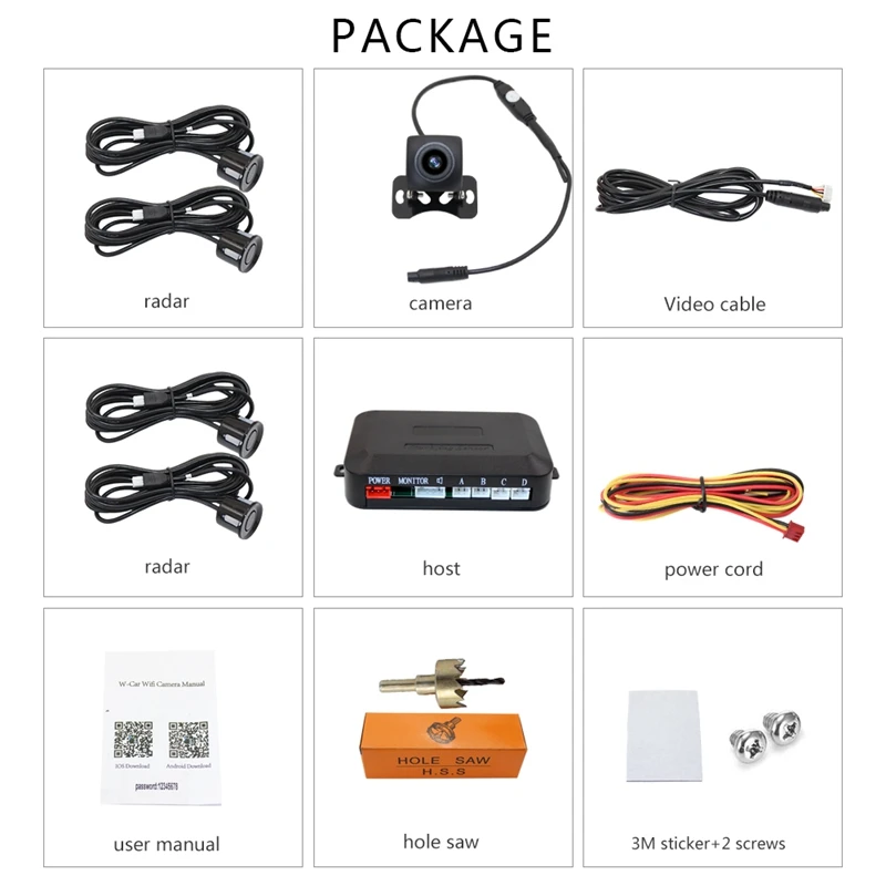 

Parking Sensor Wireless WIFI Car Rear View Reverse Parking System 4X Sensors Night Vision Camera