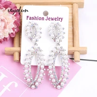 veyofun hollow out pearl rhinestone dangle earrings for women vintage drop earrings fashion jewelry gift