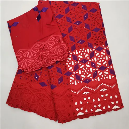 red swiss voile lace in switzerland tissu dentelle white nigerian lace fabrics african dresses for women swiss lace fabric 7yard/lot - Цвет: red
