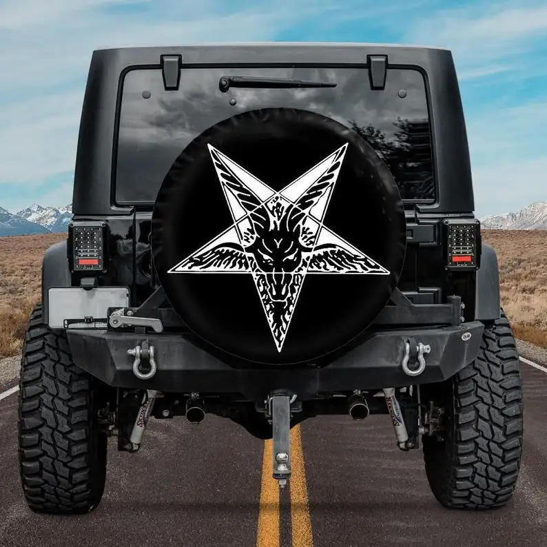 

Gothic Spare Tire COVER, Gothic Car Accessory, Pentagram Spare Tire COVER, Car Tire COVER, Baphomet Car accessories, Car Acces