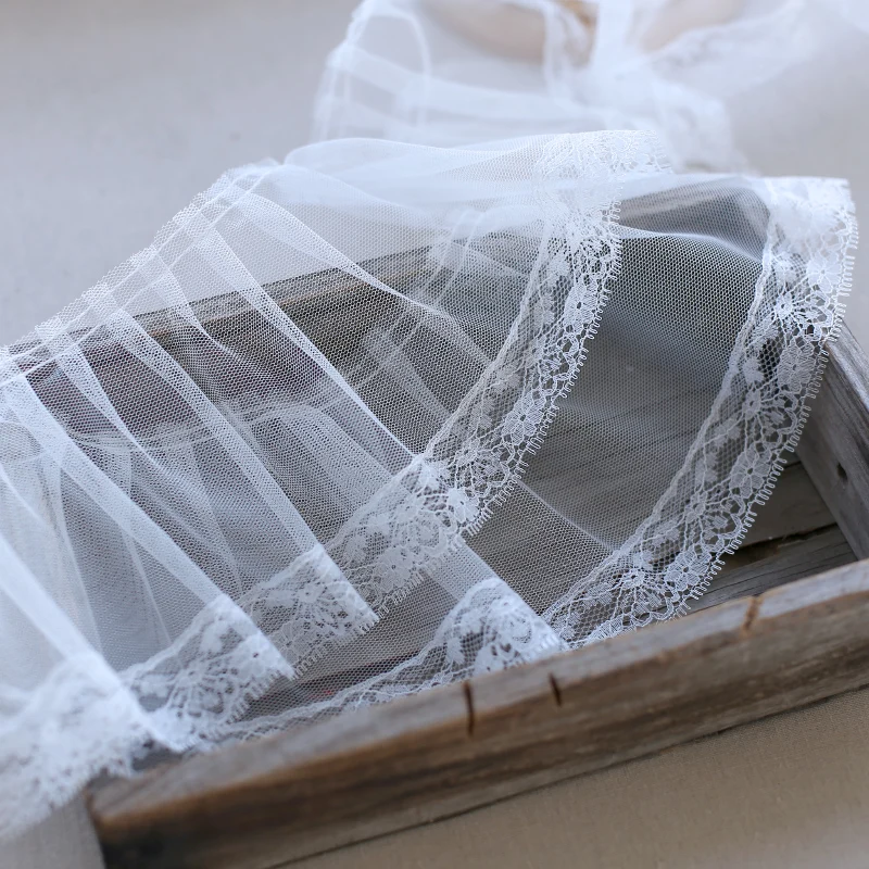 

Сетчатые кружевные Воланы 3 м/лот шириной 14 см с белыми оборками, кружевные аксессуары для ручного шитья платья X1013