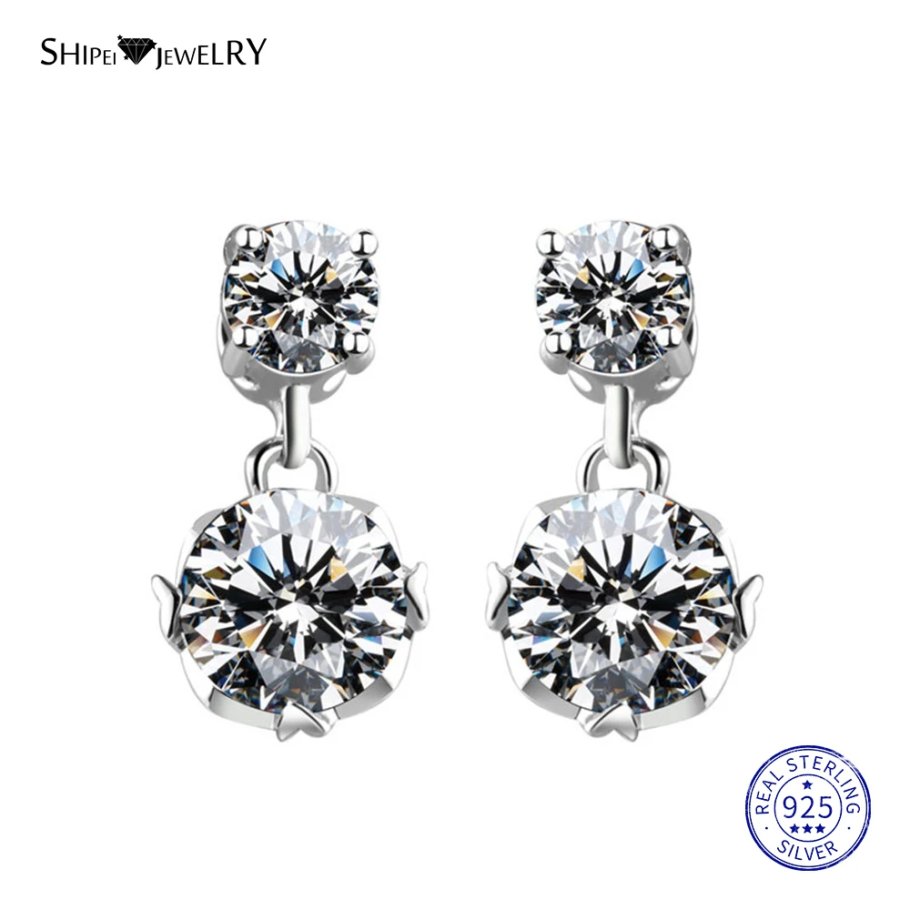 Серьги-подвески женские из серебра 100% пробы с белым золотом и сапфиром |