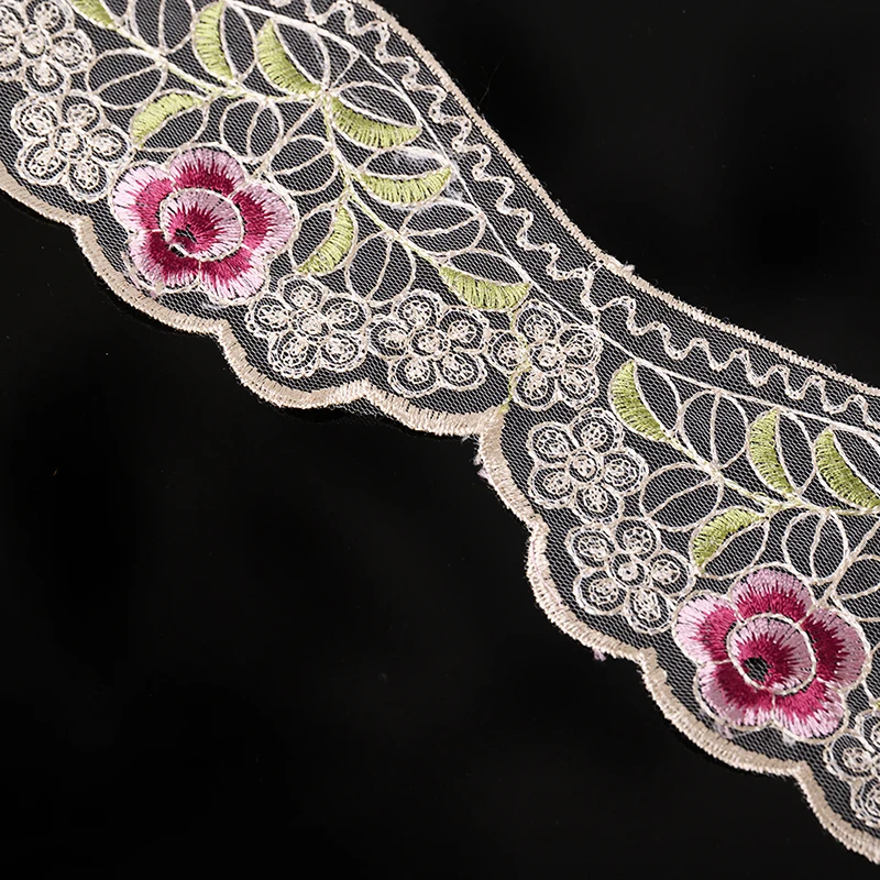 4 метра вышитая Цветочная кружевная отделка Лента для занавески стула Чехлы