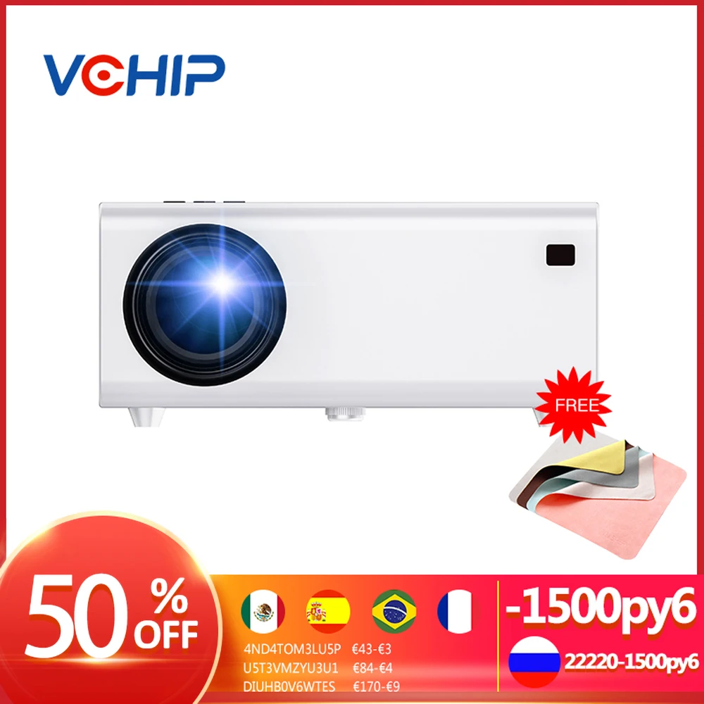 

VCHIP Y6 Mini Projector For Home Theater Supports 1080P WiFi TV LED HDMI USB Portable Media Player Smart Phone Beamer With Gift