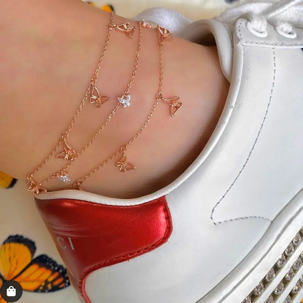 

1 Set Vintage Simple Link Chain Full Rhinestone Anklets For Women Girls Bohemian Leg Ankle Anklet Bracelet Beach Jewelry