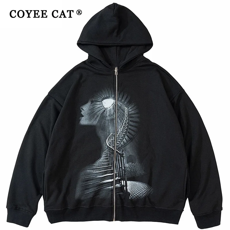 

Повседневные женские толстовки Coyee Cat Y2K с боковыми карманами и молнией, корейские толстовки оверсайз в стиле Харадзюку, уличная одежда, осен...