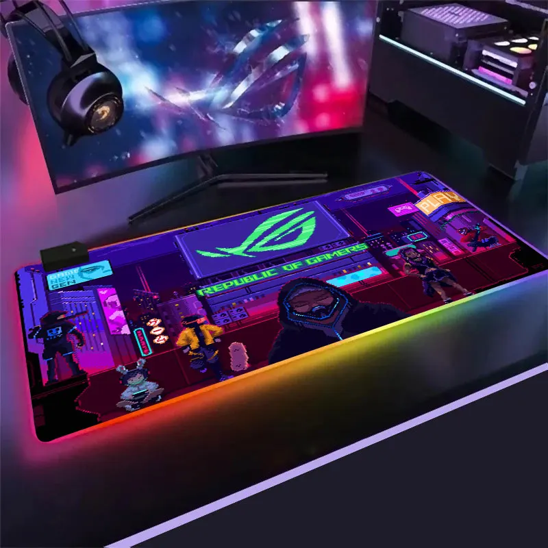 

Большой игровой коврик для мыши ASUS RGB, игровой коврик, RGB светодиодная Настройка, Геймерское украшение, крутой светящийся коврик для клавиат...
