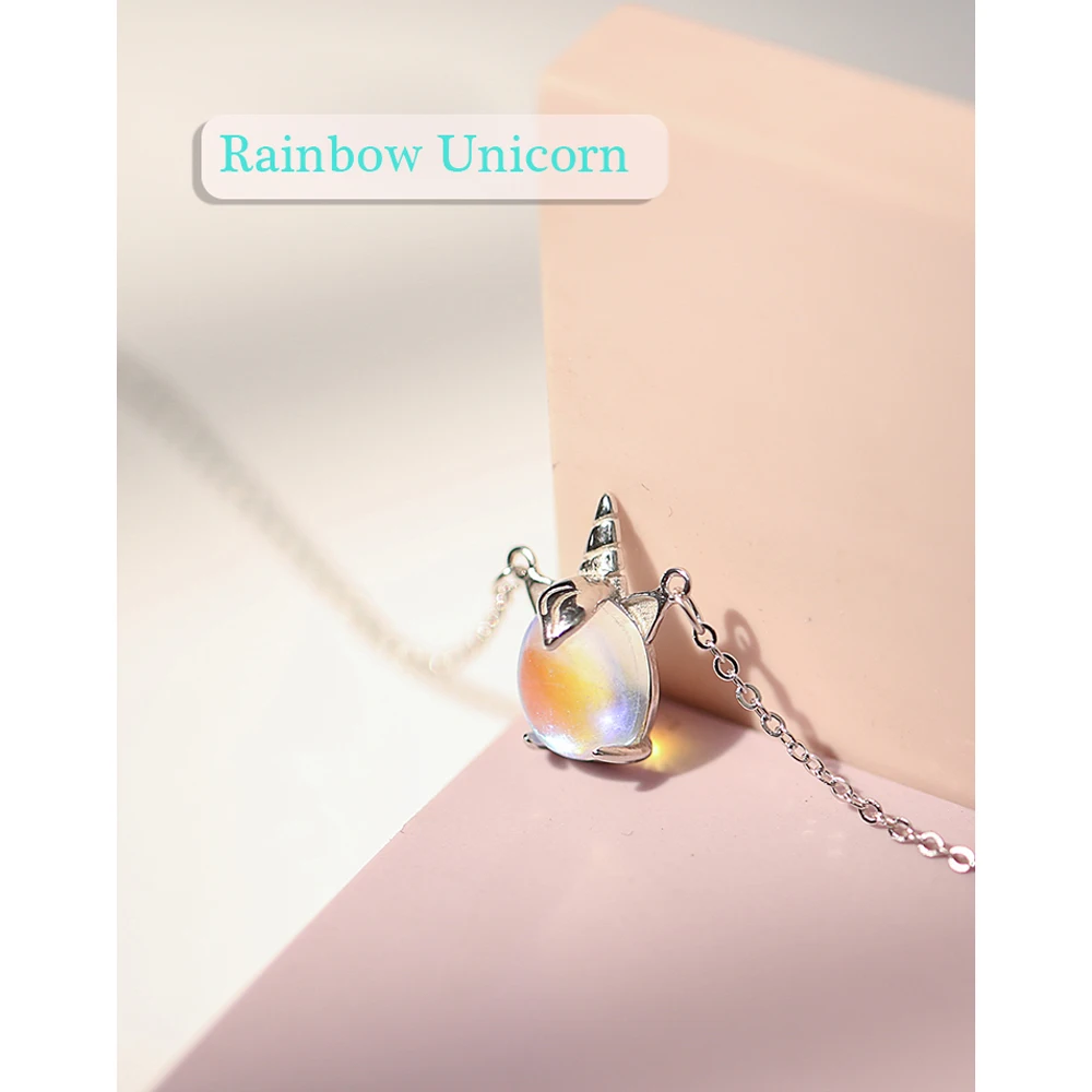 Оптовая продажа роскошная Милая Радужная цепочка с единорогом животными 925