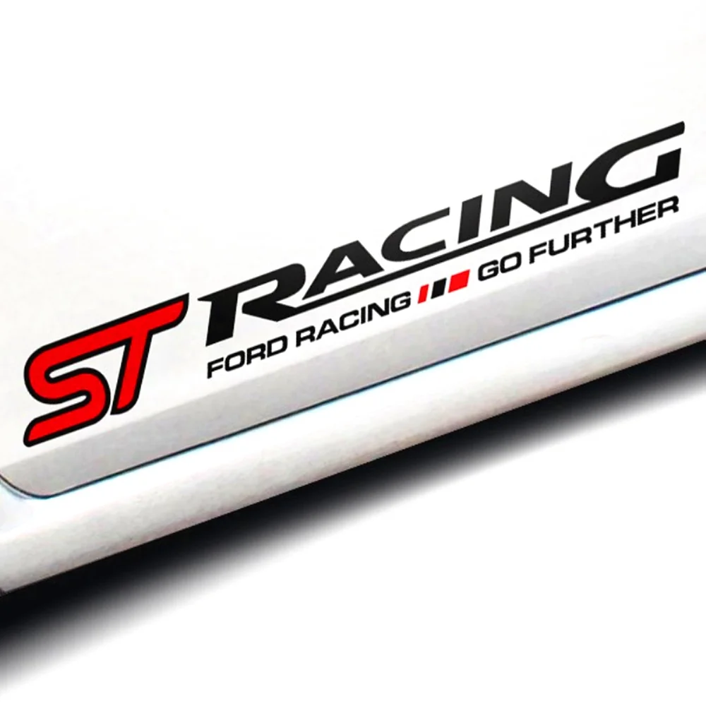 2Pcs ST Racing Left Right Go Further Sticker Car Body Skirts Headlights Eyebrow Front Windshield Sports Decals For Ford - купить по