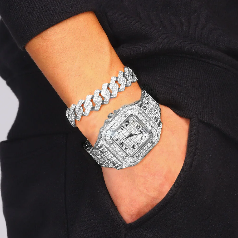 Кубинская цепочка Майами для мужчин сверкающее ожерелье в стиле хип-хоп 15 мм