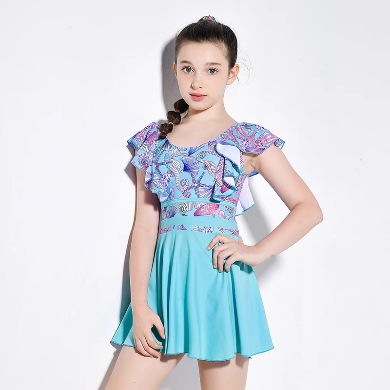 Цельный купальник с юбкой коротким рукавом и открытой спиной женские купальные