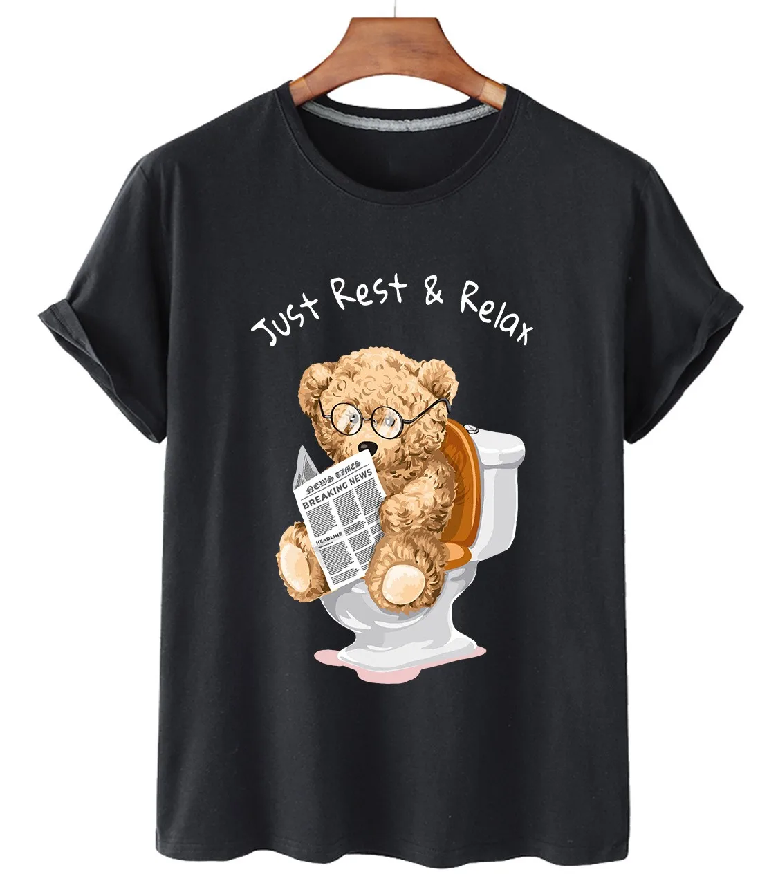 100% de algodón de estampado de oso camisa pantalón corto Casual de manga larga Top de las mujeres Camiseta de cuello redondo Camiseta S-3xl