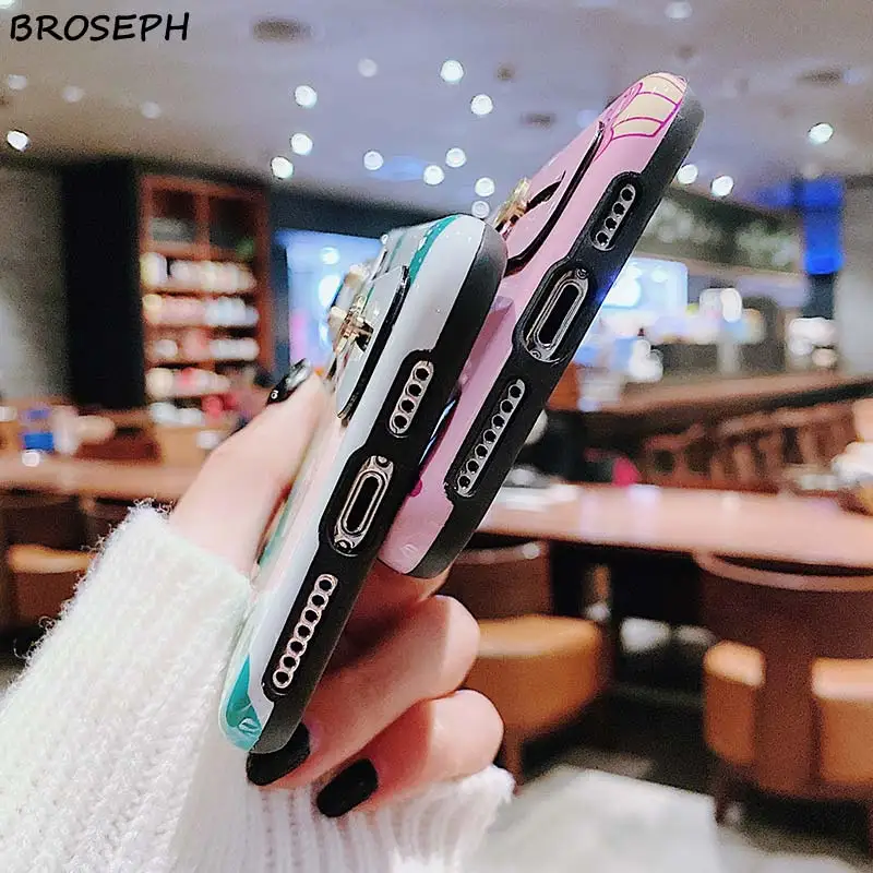 Чехлы с ремешком на запястье для iPhone 11 Pro Max чехол 7 8 6 6s Plus X XR XS милый мультяшный
