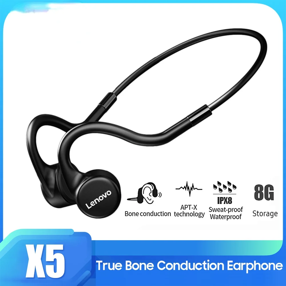 

Lenovo X3/X4/X5 Wireless BT 5.0 Headphones True Bone Conduction Earphones with IPX8 Waterproof Level ENC Noise Reduction Headset
